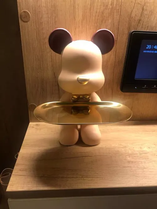 Cute Bear Butler Statue With Tray photo review