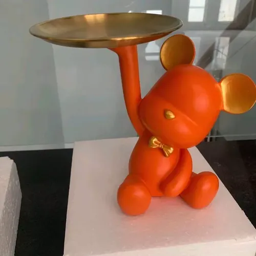 Cute Bear Butler Statue With Tray photo review