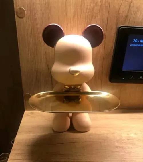 Cute Bear Butler Statue With Tray photo review