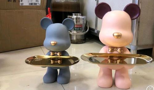 Cute Bear Butler Statue With Tray photo review