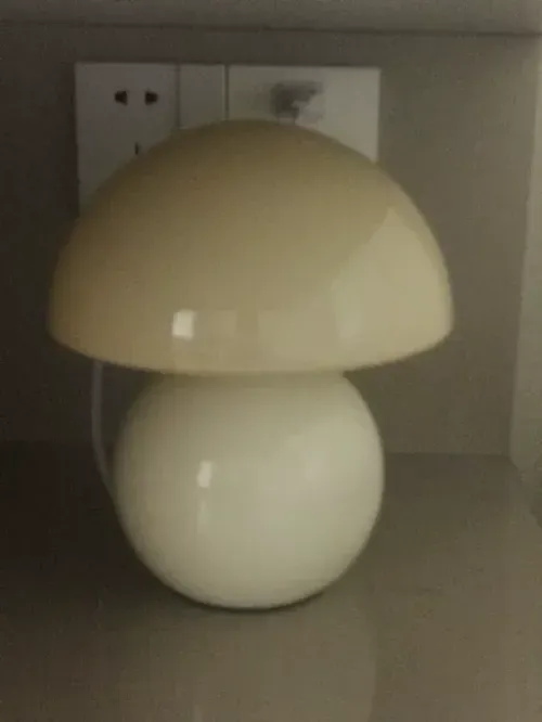 Cute Cream Ceramic Mushroom Table Lamp with Eye Protection for Bedroom, Living Room, Bedside, Desk, Home Decor photo review