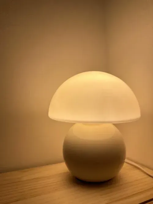 Cute Cream Ceramic Mushroom Table Lamp with Eye Protection for Bedroom, Living Room, Bedside, Desk, Home Decor photo review