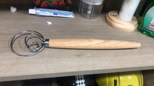 Danish Dough Whisk with Wooden Handle - Ideal for Bread, Cakes, and Pastries photo review