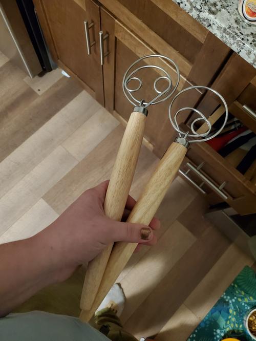 Danish Dough Whisk with Wooden Handle - Ideal for Bread, Cakes, and Pastries photo review