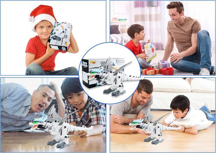 Dinosaur Toys for Kids, Electric Walking Dinosaur Robot with Fire Breathing & Mist Spray and Roar Sounds, Mist Spraying Robot Dragon Toy