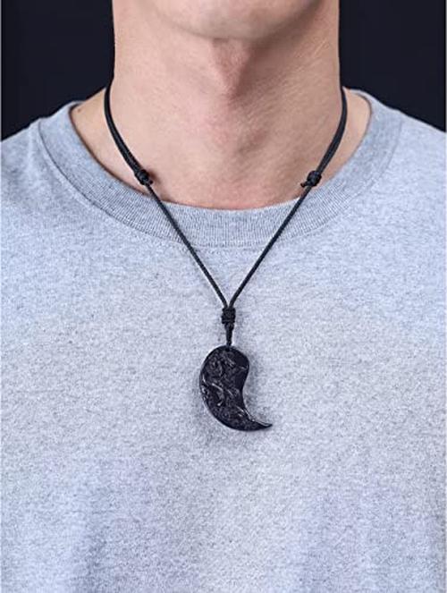 Dragon And Phoenix Yin Yang Obsidian Necklace