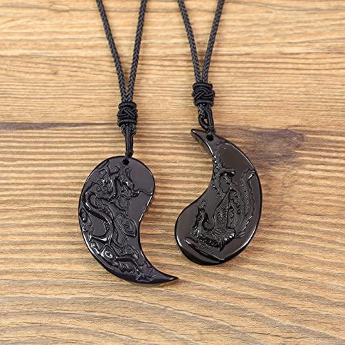 Dragon And Phoenix Yin Yang Obsidian Necklace