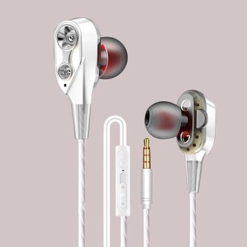 Dual Driver Earphones Wired Extra Bass, In-ear Dual Motion Sports Headphones