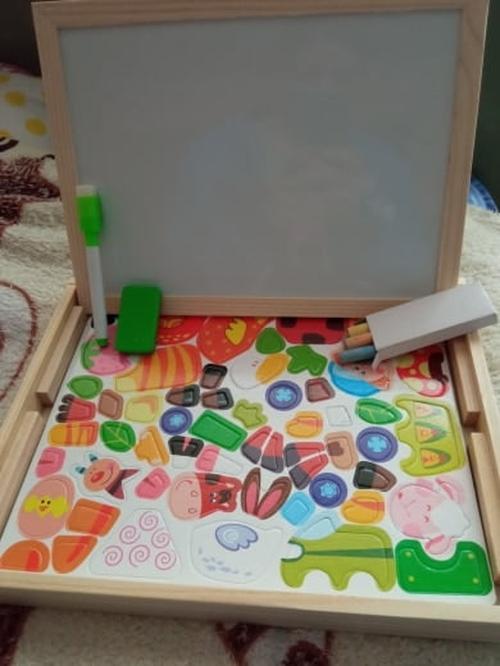 Educational Magnetic Box With Whiteboard & Chalkboard photo review