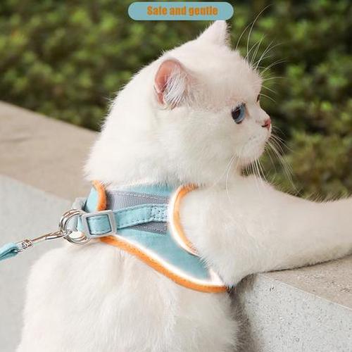 Escape Proof Cat Vest Harness And Leash Set, Cat Traction Rope Vest-Style Reflective Chest Harness