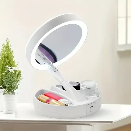 Foldable Makeup Mirror with 10x Magnification