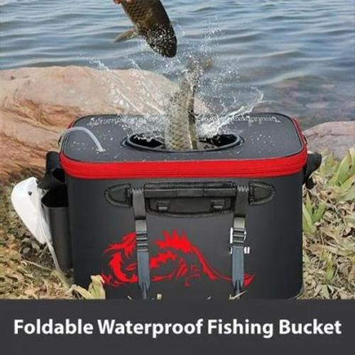 Foldable Waterproof Fishing Bucket - Live Fish Container Multi-purpose Box Folding Bucket