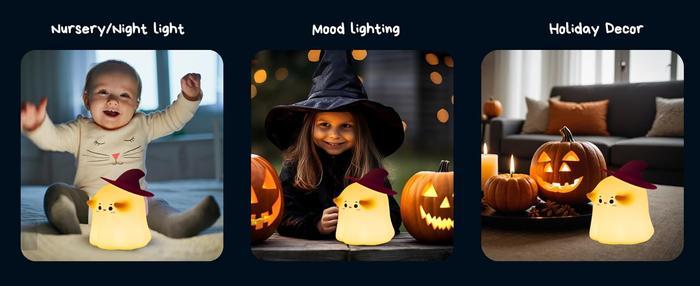 Ghost Night Light, Halloween Decorations Night Light, Silicone Rechargeable Night Lamp with 3 Level Dimmable