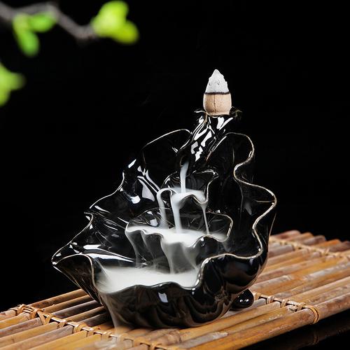 Green Lotus Waterfall Incense Burner - Aromatic Smoke Flows Down Like a Waterfall