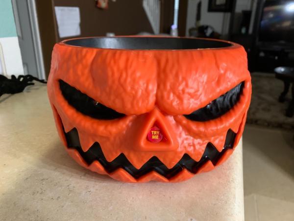 Halloween Candy Bowl, Animated Pumpkin Candy Holder, Lighted Red Eyes and Sound Candy Dish with Motion Activated photo review