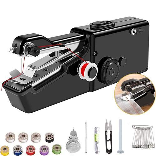 Handheld Electric Sewing Machine Set (Black/White)