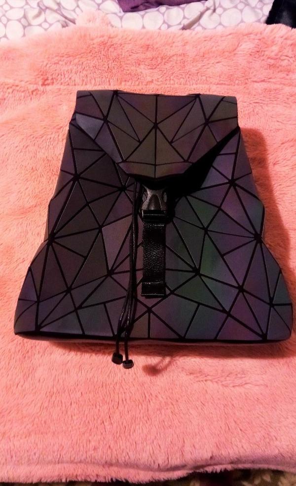 Irregular Laser Geometric Designer Travel Backpack, Diamond Check Backpack photo review