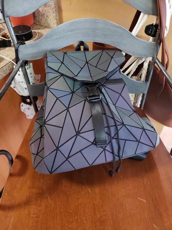 Irregular Laser Geometric Designer Travel Backpack, Diamond Check Backpack photo review