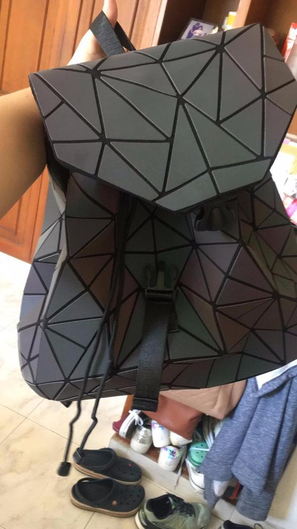 Irregular Laser Geometric Designer Travel Backpack, Diamond Check Backpack photo review