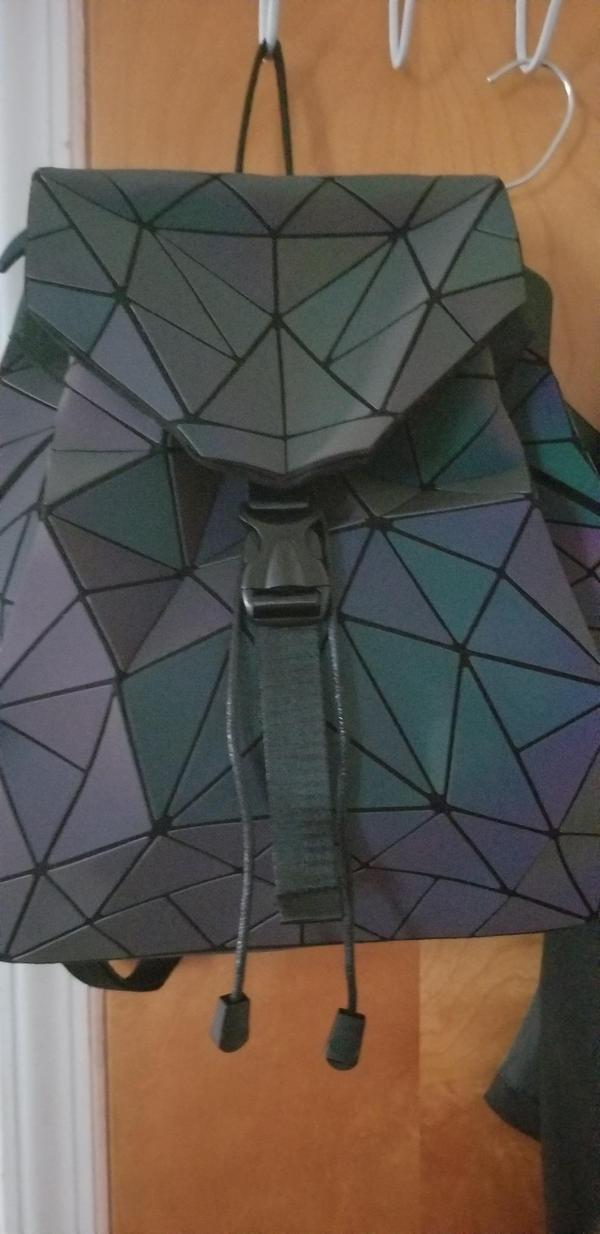 Irregular Laser Geometric Designer Travel Backpack, Diamond Check Backpack photo review