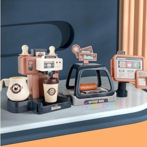 Kids Coffee Machine Toy Set with Simulation Food for Pretend Play