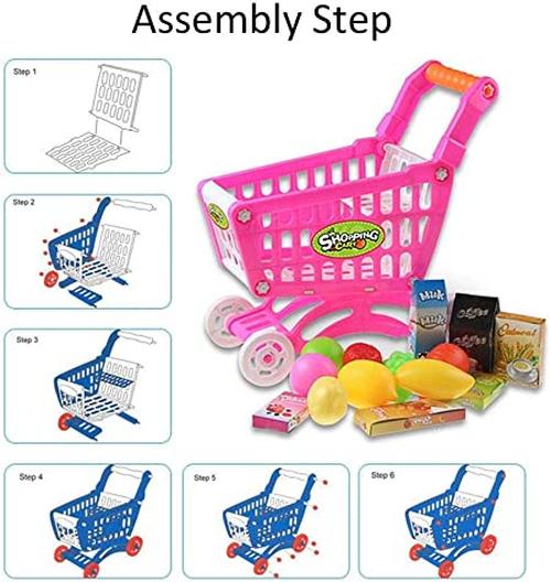 Kids Colorful Play Grocery Shopping Toy Cart