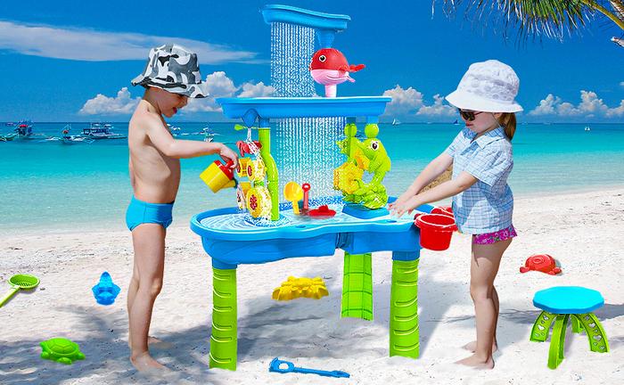 Kids Sand Water Table For Toddlers, 3-Tier Sand And Water Play Table Toys