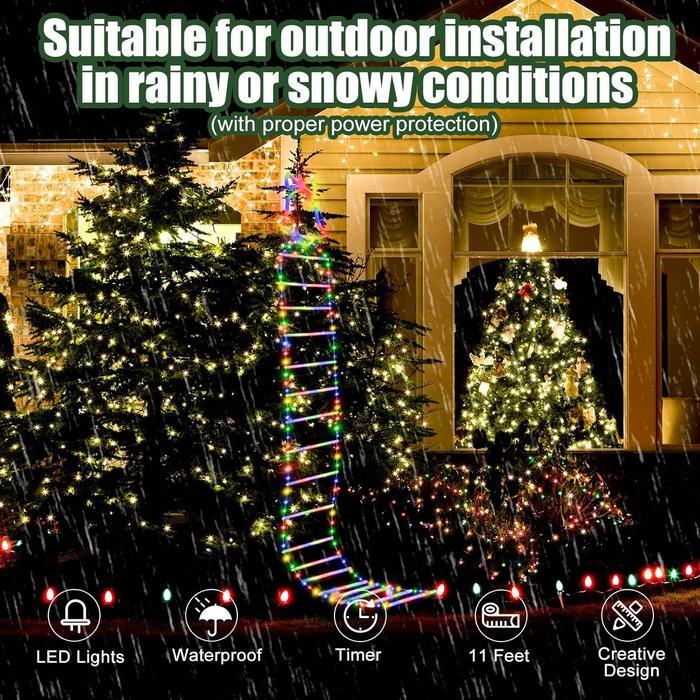 LED Christmas Light, 10ft Christmas Decorative Ladder Lights with Santa Claus, Christmas Decorations Lights