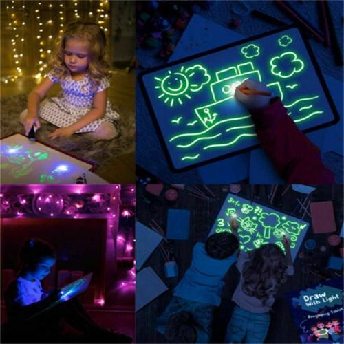 Led Light Drawing Board For Kids Educational Toy Drawing Pad 8 Light Effects Puzzle Board