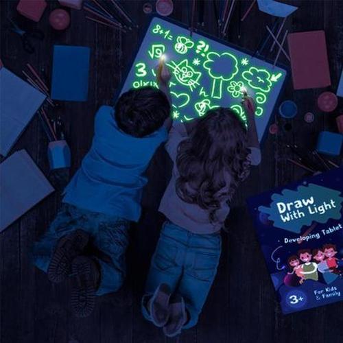 Led Light Drawing Board For Kids Educational Toy Drawing Pad 8 Light Effects Puzzle Board