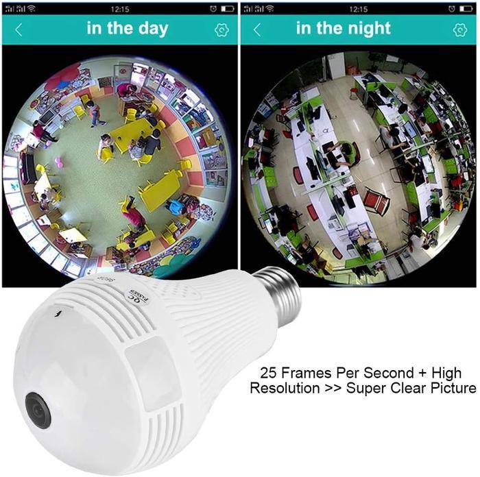 Light Bulb Security Camera, 360 Panoramic Camera Light Bulb, WiFi Smart Light Bulb Camera, Floodlight Night Vision