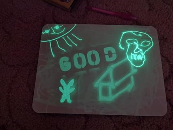 Magic LED Drawing Board Toy For Kids, Draw With Light In Dark, Developing Writing Board With Marker Pen photo review