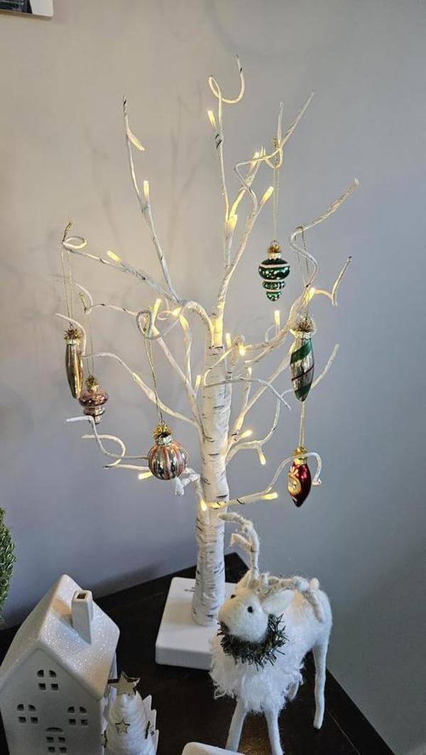 Lighted White Birch Tree for Christmas Decor, Table Decorations Indoor, 24 LED Tabletop Mini Artificial White Trees photo review