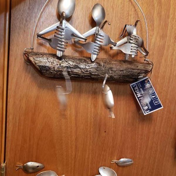 Lovely Fishing Man Spoon Fish Sculpture Wind Chime photo review