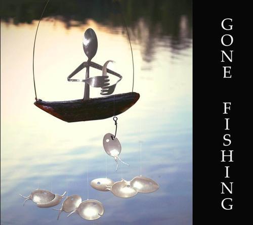 Lovely Fishing Man Spoon Fish Sculpture Wind Chime