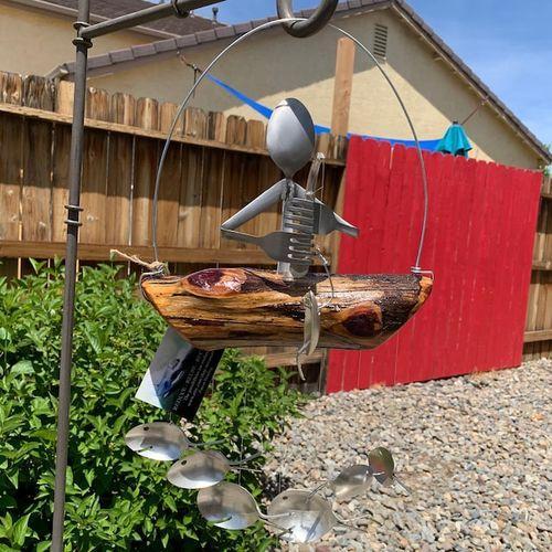 Lovely Fishing Man Spoon Fish Sculpture Wind Chime photo review