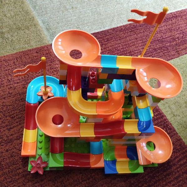 Marble Maze Game Building Toy for Kid, Marble Track Race Set & STEM Learning Toys, Marble Maze Ball Track Building Duplo Blocks photo review