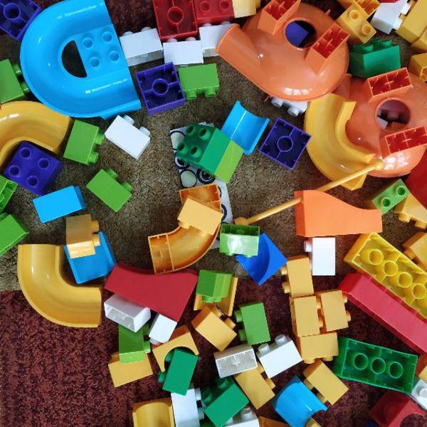 Marble Maze Game Building Toy for Kid, Marble Track Race Set & STEM Learning Toys, Marble Maze Ball Track Building Duplo Blocks photo review