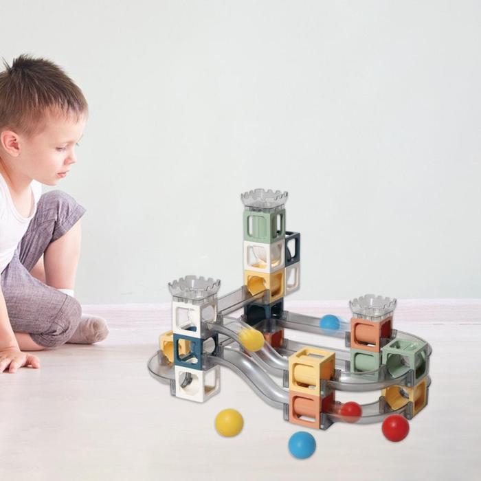 Marble Run for Kids, Magnetic Building Toy Stacking Block Sets, STEM Activities for Kids, Marble Maze Montessori Toys