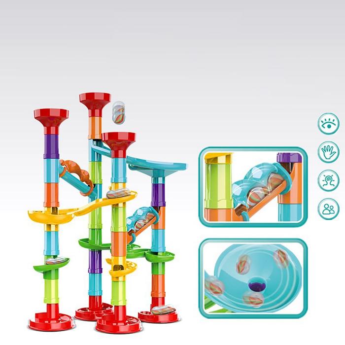 Marble Run Set Building Blocks Glass Marbles, Girls Boys Toys STEM Maze Educational Race Game