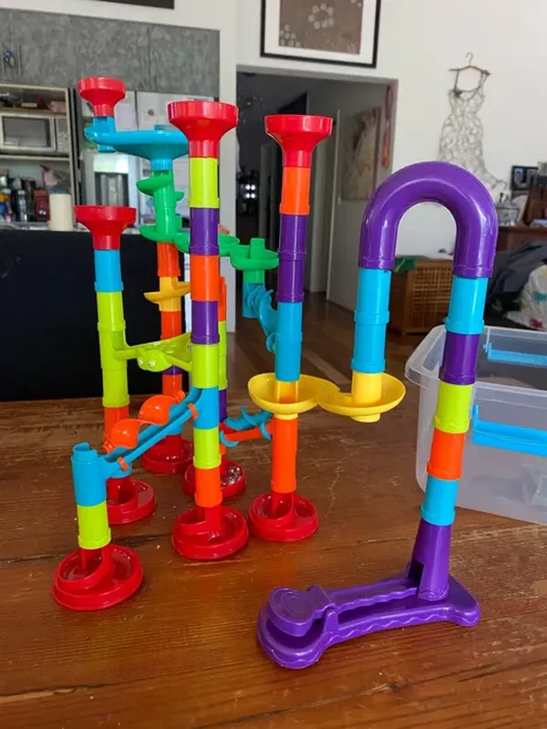 Marble Run Set Building Blocks Glass Marbles, Girls Boys Toys STEM Maze Educational Race Game photo review