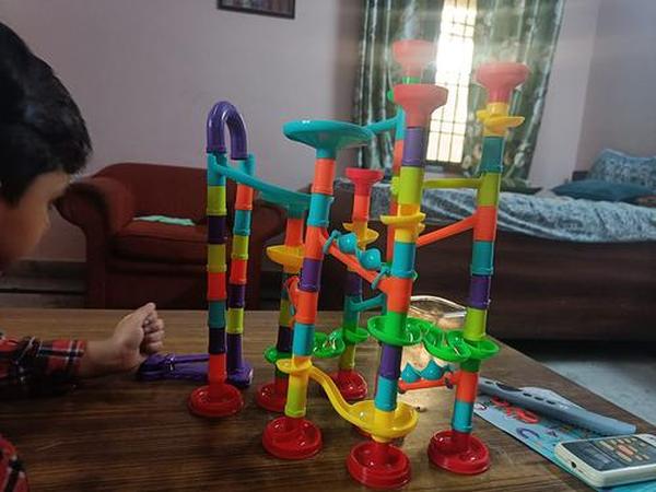 Marble Run Set Building Blocks Glass Marbles, Girls Boys Toys STEM Maze Educational Race Game photo review