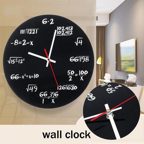 Matte Black Math Equations LED Wall Clock with Luminous Math Formula