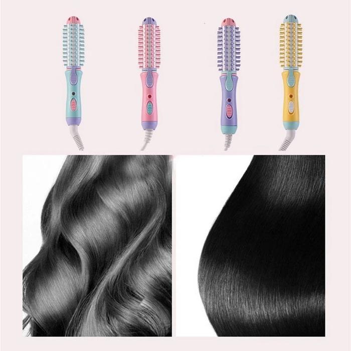 Mini Curling Iron Brush, Mini Hair Straightener Brush, Tourmaline Ceramic Travel Size Hair Curler