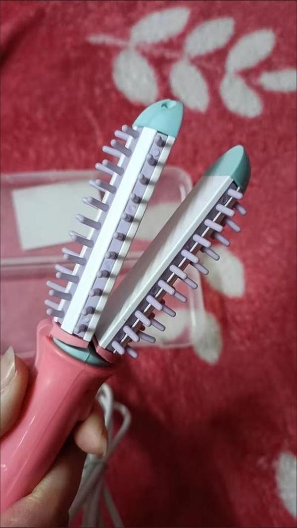 Mini Curling Iron Brush, Mini Hair Straightener Brush, Tourmaline Ceramic Travel Size Hair Curler photo review