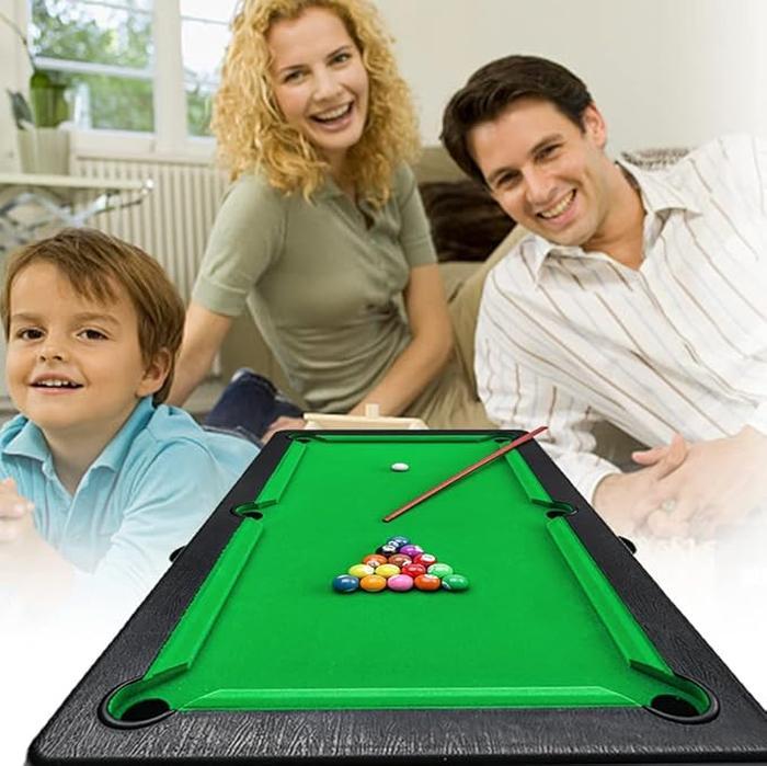 Mini Pool Table For Kids With 2 Pool Cues - Set Of Billiard Balls And Rack - Complete Small Pool Table Set For Children