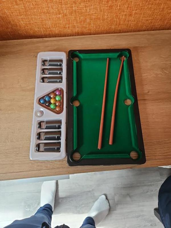 Mini Pool Table For Kids With 2 Pool Cues - Set Of Billiard Balls And Rack - Complete Small Pool Table Set For Children photo review