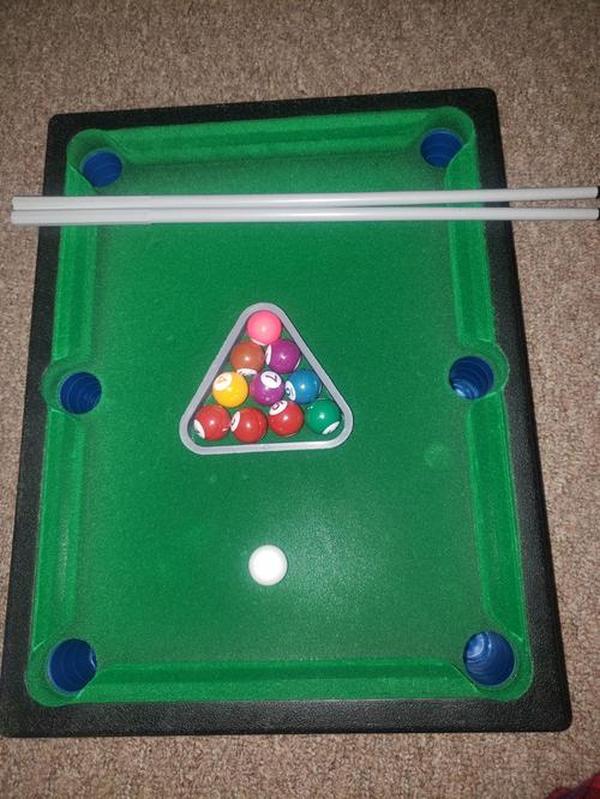 Mini Pool Table For Kids With 2 Pool Cues - Set Of Billiard Balls And Rack - Complete Small Pool Table Set For Children photo review