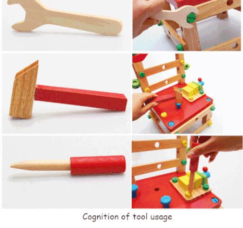 Montessori DIY Wooden Chair Building Blocks Puzzle Toy for Kids