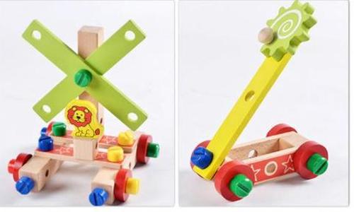 Montessori DIY Wooden Chair Building Blocks Puzzle Toy for Kids